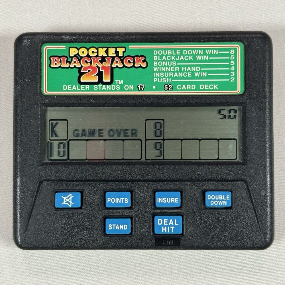 Vintage Radica Pocket Blackjack 21 Handheld Game - Tested - No Batteries
